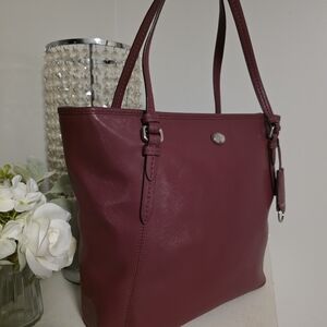Coach Deep Red Leather Tote